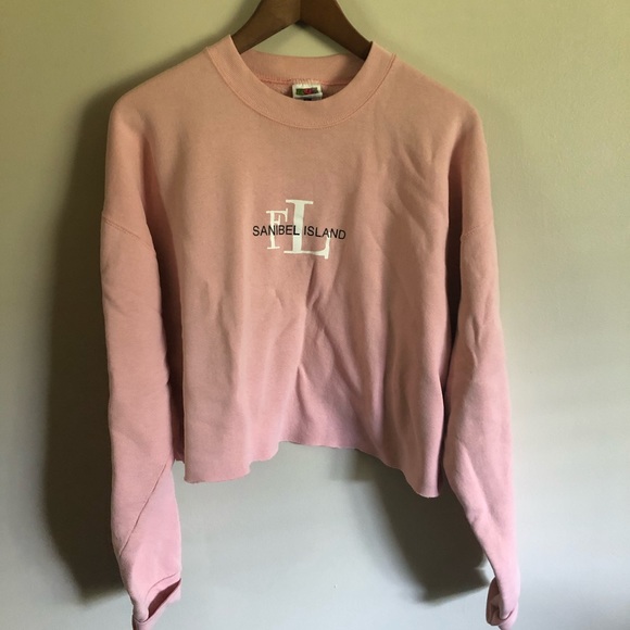 Vintage Tops - Vintage | Pink Sanibel Island Cropped Sweatshirt